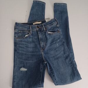 Levi's Mile High Super Skinny Distressed Highrise Denim Jeans Sz 26